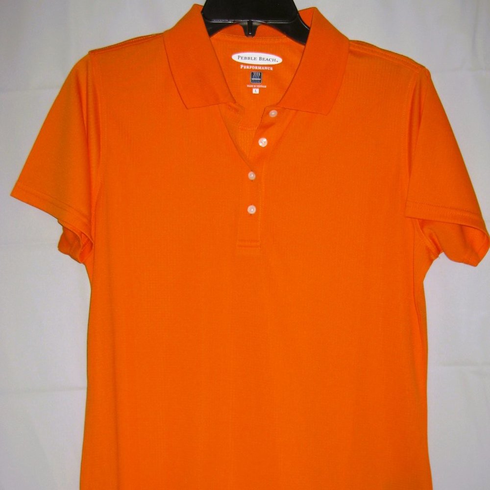 Pebble Beach Performance Short Sleeve Women's Top  L Orange